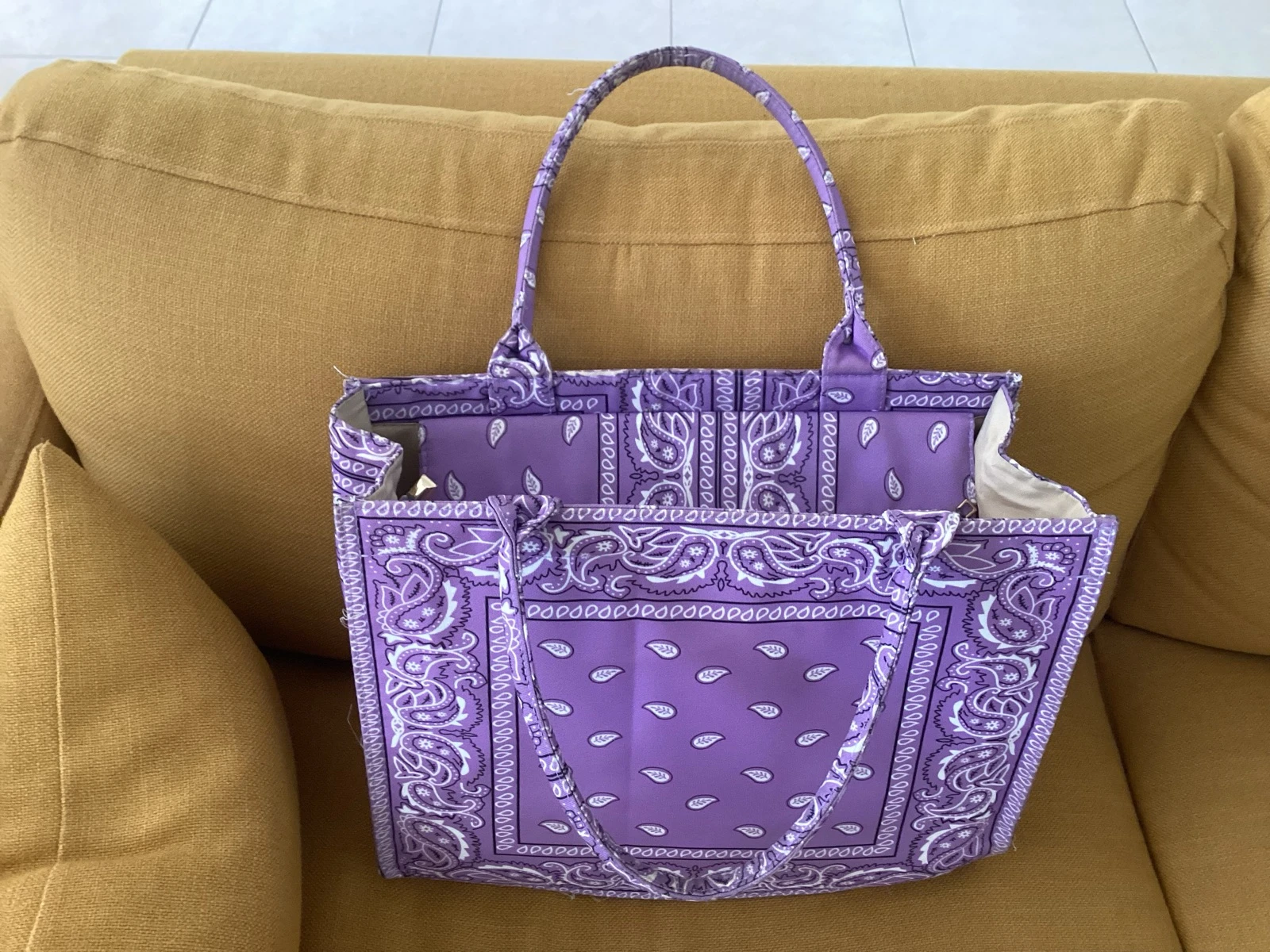 Cabas grosse toile volette style « bandana »